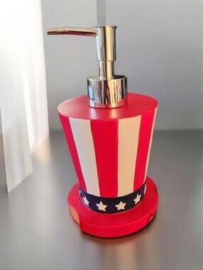 Patriotic Red & White Striped Soap/ Lotion  Dispenser■ New》 Final Price